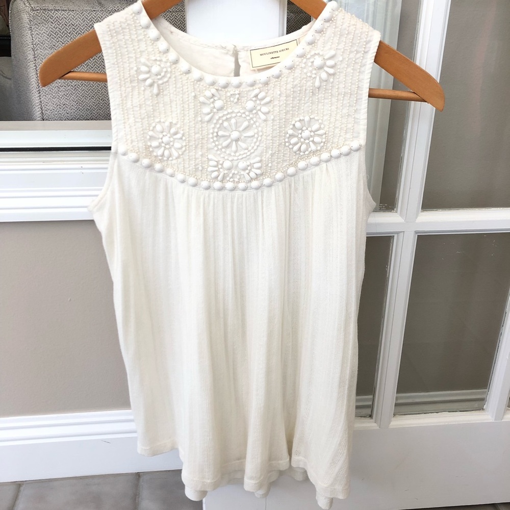 {Anthropologie} Moulinette Soeurs beaded top NWOT